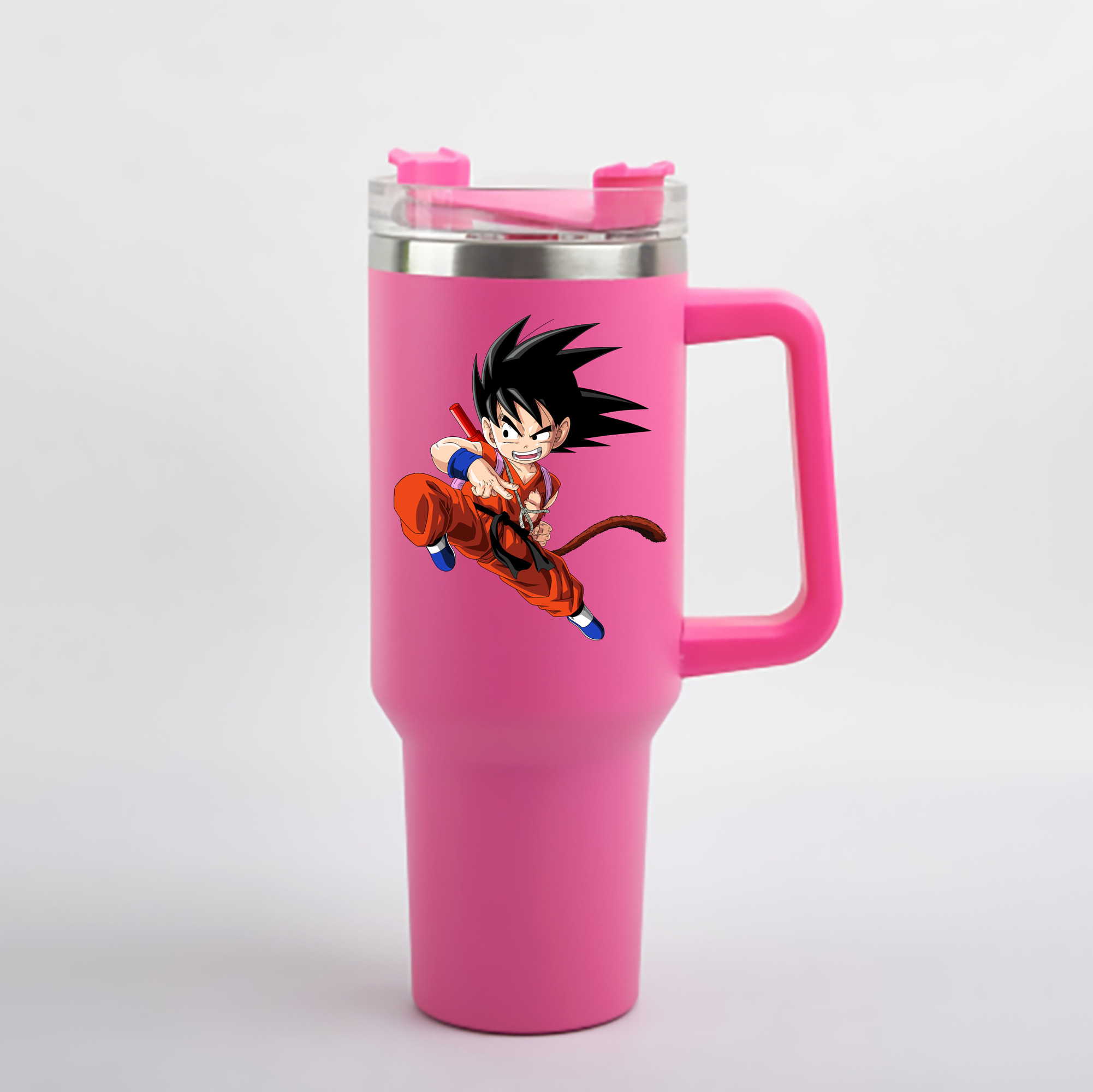 （画像用） ドラゴンボール 孫悟空（そん ごくう）Son Goku カカロット DRAGON BALL Kakarotto 1200mL車用タンブラー - クリスタルステッカー（プラスチックストロー付き）